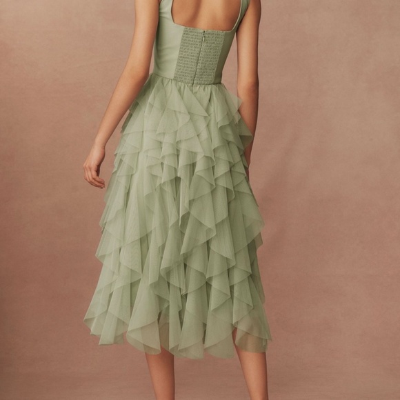 BHLDN Talia Square Neck Corset Tulle Midi Dress - Picture 2 of 6